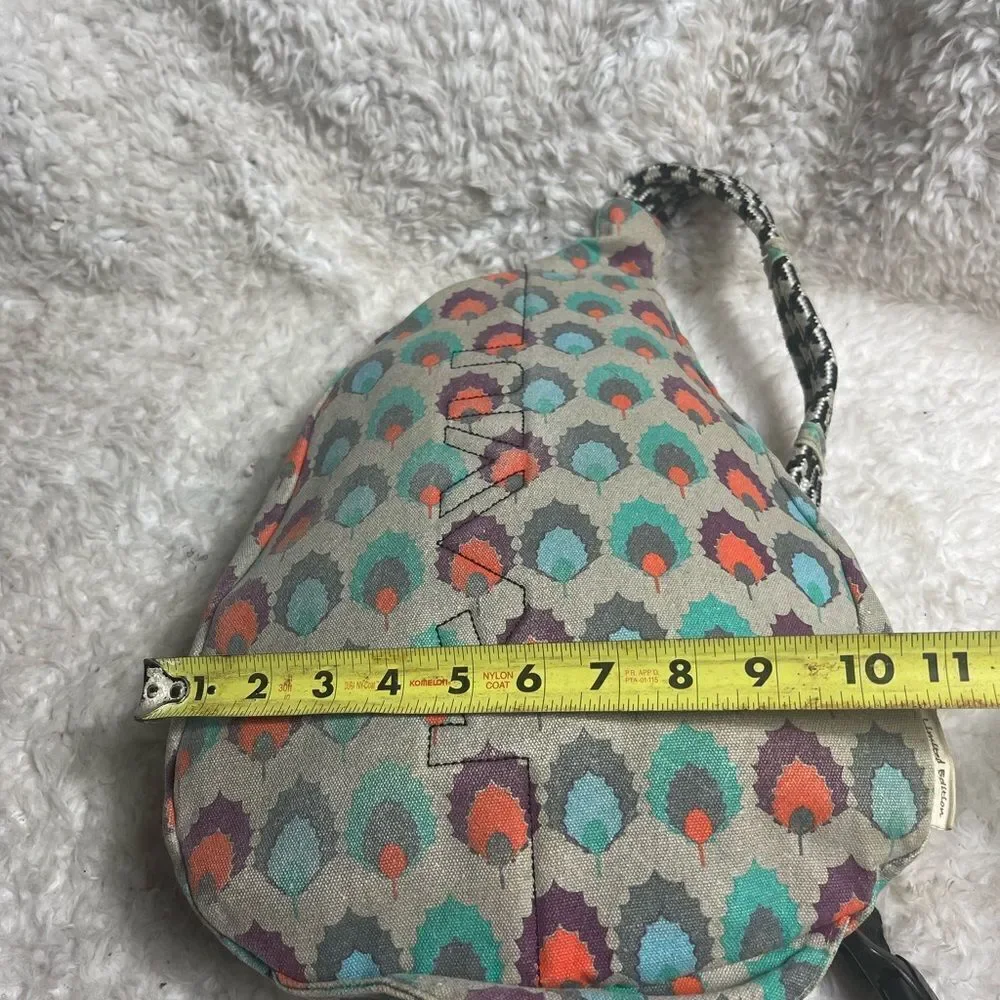 Limited edition Kavu Rope sling bag Canvas gray ,Orange,blue & purple print.